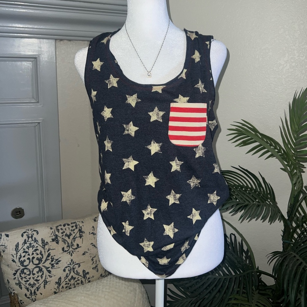 Natural Reflections Stars & Striped Racerback Tank Top Size S